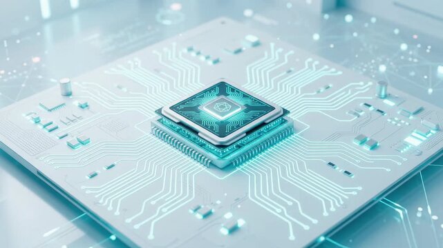 Advanced computer processor cpu glowing with data