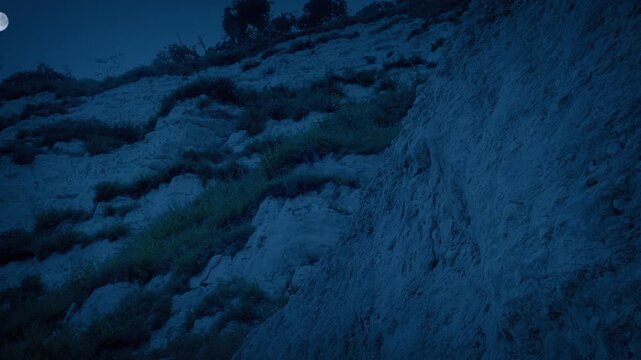 Cliffs In The Evening With Moon Above
