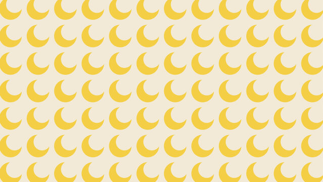 Seamless pattern with yellow crescent moon shapes on a light beige