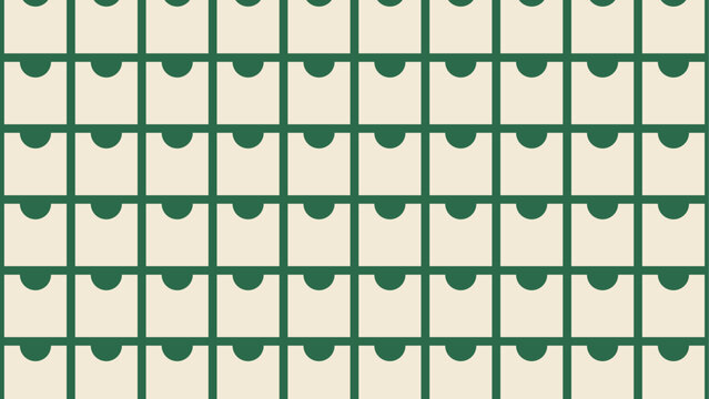 Seamless geometric pattern with green grid and cream square shapes