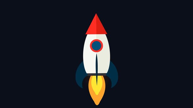 Flat Vector Rocket Flying Animation Looping Background Motion Graphic
