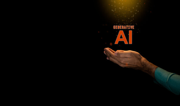 Person holding the future tech of artificial intelligence in hand, future of chatbots and machine learning