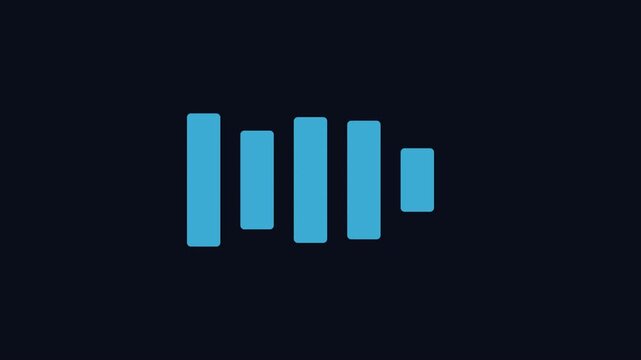 Animated blue audio waveform equalizer loop on dark animation 4k background, for music and, digital media projects