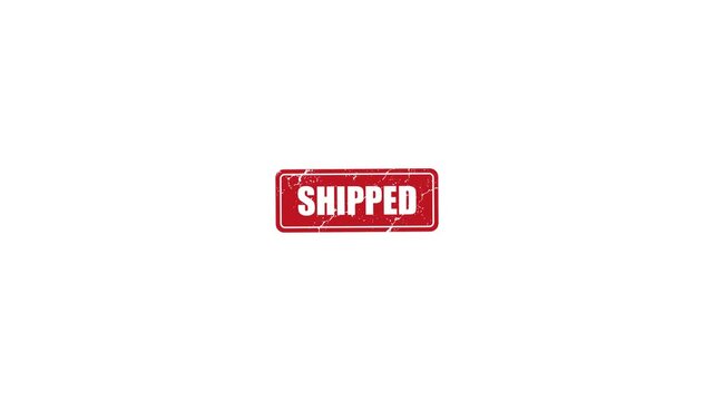 Shipped Red Grunge Rubber Stamp Animation on Green Screen