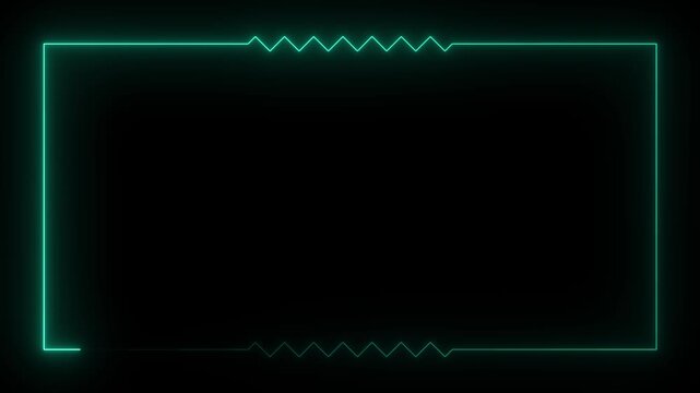 Futuristic cyan neon waveform rectangular telemetry border graphic 4k motion video