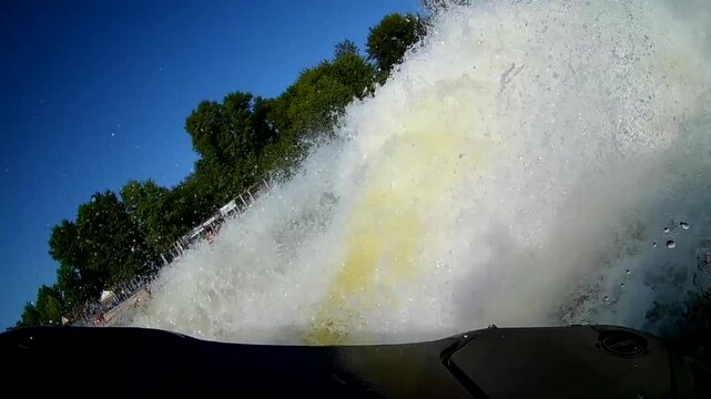 Jet ski rear view making sharp turns