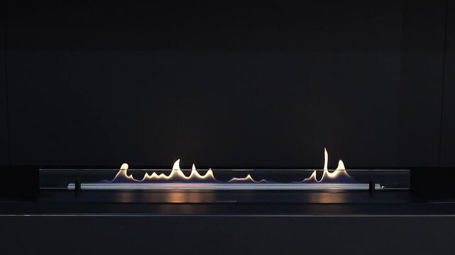 Bioethanol linear fireplace burning cozy flames