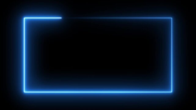 Glowing blue neon rectangular frame border animation with smooth light motion