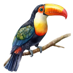 Fototapeta premium Toucan, isolated watercolor element on white background