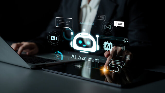 Futuristic AI assistant with autonomous agent capabilities, AI natural language understanding, and seamless business workflow AI integration. AI for modern productivity and tech solutions. Corpus