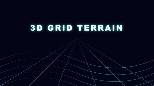 3 d grid terrain abstract motion animation 4k background, with glowing neon, lines and futuristic, digital landscape