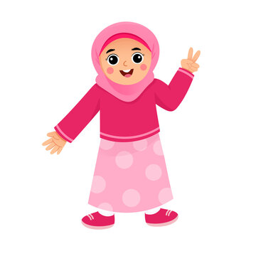 Cute Little Muslim Girl Wearing Hijab