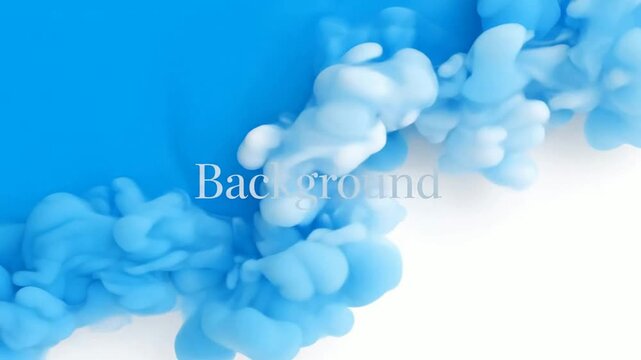 Vibrant blue paint flow and liquid smoke swirls filling a clean white background, for dynamic motion, liquid flow