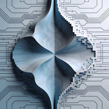 Ethical AI as two symmetrical halves&mdash;organic, and digital&mdash;, explicit metaphor for balance between nature and technology