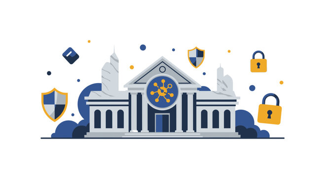 Secure Digital Banking and Financial Data Protection Vector