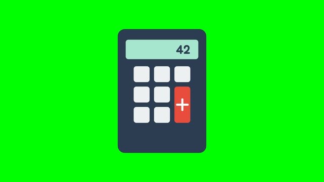 Calculator Icon Animation with Numbers on Green Screen