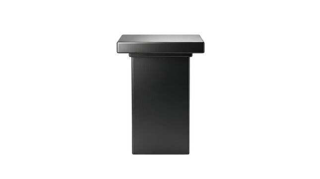 Modern silver and black podium on a black background PNG with alpha channel