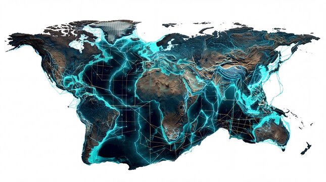 Abstract 3D Digital Twin City Mesh & Physical Globe