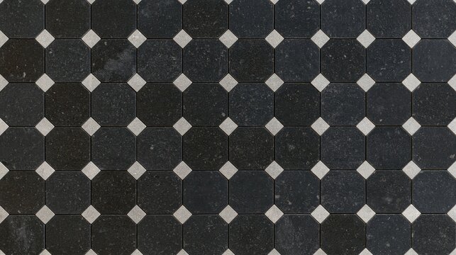 Black octagon tile with grey squares