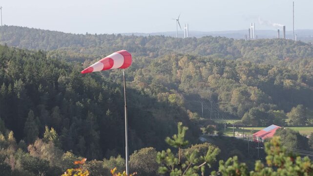 Spekerod, Sweden A wind sock flies in the wind above the Odsmalsbron Bridge on the West Coast of Sweden