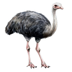 Fototapeta premium Ostrich, realistic watercolor artwork on white background