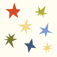 Obraz premium Colorful stars set, outer space celestial shapes for kids, night sky nursery room graphic design element collection