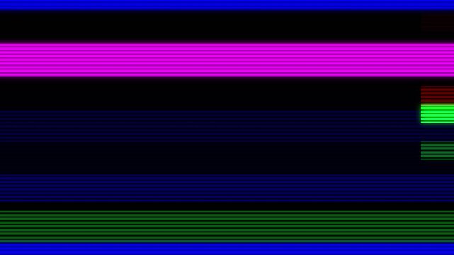 Monitoring active with technical glitch distortion effect. error screen. damage system. 4k