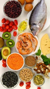 Foods that contain vitamin E. Selective focus.