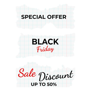 Black Friday. Special offers. Sale. Discount. Design templates. Paper design with lines, cells, place for text background. Vector