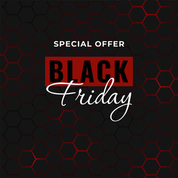 Black Friday. Special offers. Sale. Discount. Futuristic dark background. Vector
