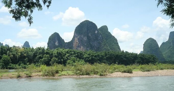 Karst Mountains and Li River Landscape in Xingping, Guangxi, China