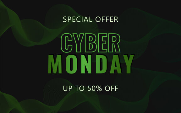 Cyber Monday. Special offers. Sale. Discount. Design templates. Futuristic dark background. Vector
