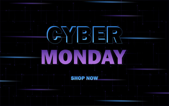 Cyber Monday. Special offers, sale and discount. Design templates. Futuristic dark background. Vector