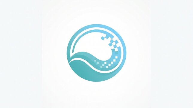Abstract blue circular logo symbol representing digital wellness and