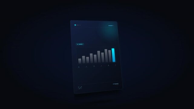 A digital analytics dashboard with glowing charts