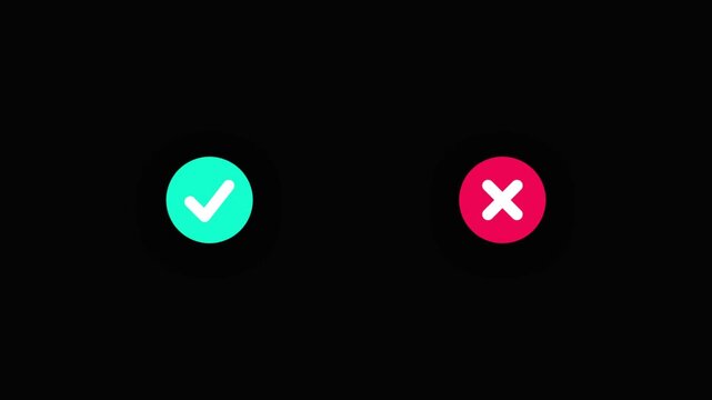 Simple checkmark and cross icon on dark background