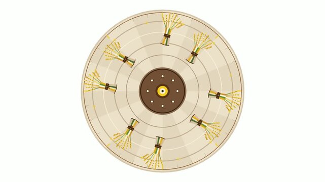 Rotating Wheel of Wheat Sheaves Animation