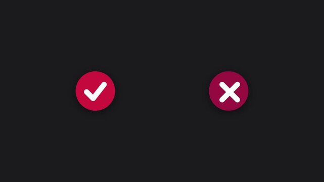 Positive and negative circular icon buttons with checkmark and cross symbols