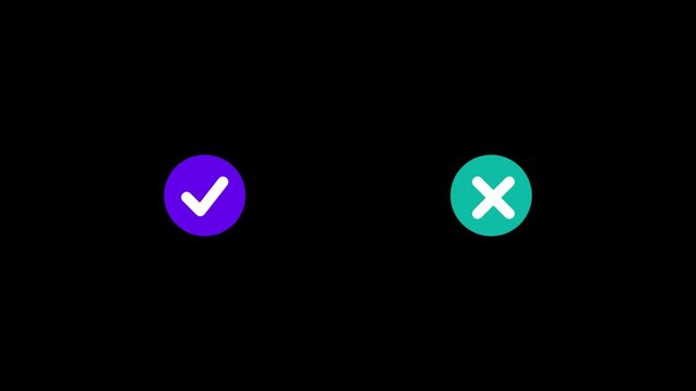 Simple checkmark and cross icon on dark background
