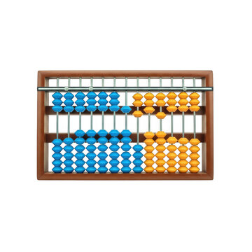 Traditional wooden abacus with blue and orange beads