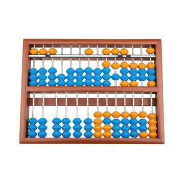Wooden abacus with blue and orange counting beads