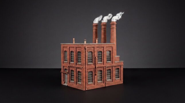 Vintage Brick Factory, An exquisite miniature architectural model of a th-century brick factory