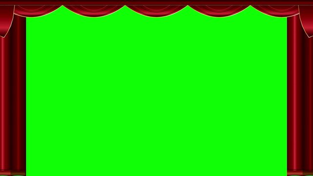 Red Stage Curtains Opening and Closing Green Screen Video