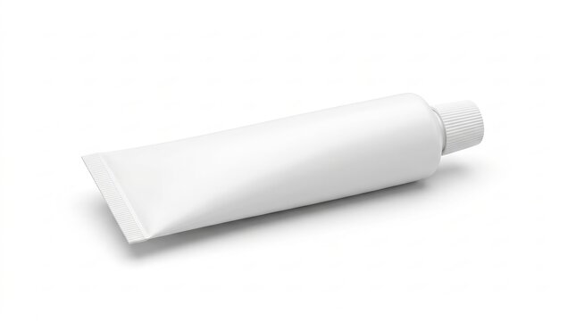 White cosmetic tube mockup, blank plastic cream container, unbranded ointment packaging