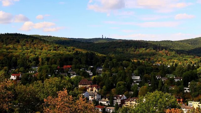 the cityscape of koenigstein im taunus and the grosser feldberg mountain germany 4k video