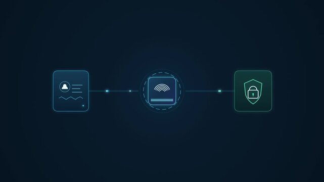 Modern security and data transfer connection icons with futuristic glowing effect