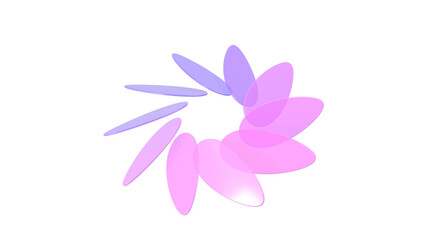 Obraz premium Abstract pink purple pinwheel flower of glossy blades isolated on transparent background, 3D render PNG