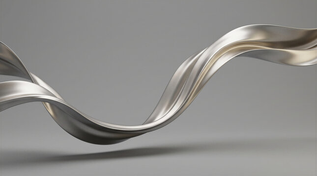 Flowing metallic silver wave abstract background with dynamic curves