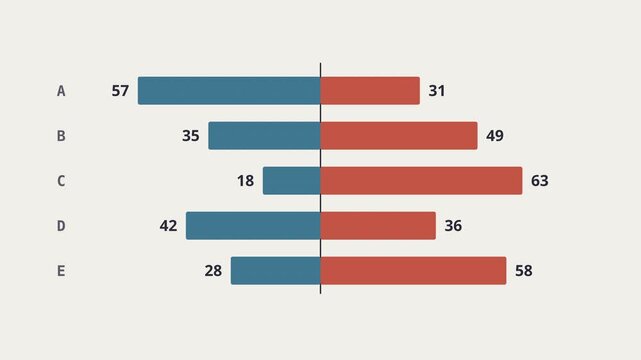 Animated diverging bar chart of two sided responses