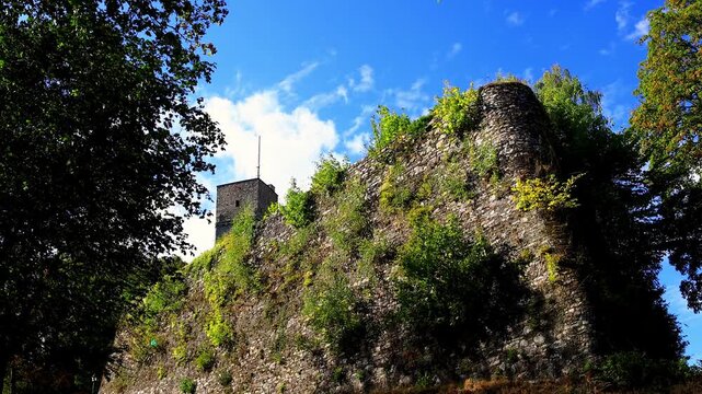 the castle ruin of koenigstein im taunus germany 4k video with a pan